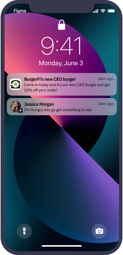 Phone screen showing DineEngine push notifications
